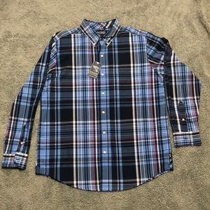 Chaps Blue Plaid Button Up Shirt